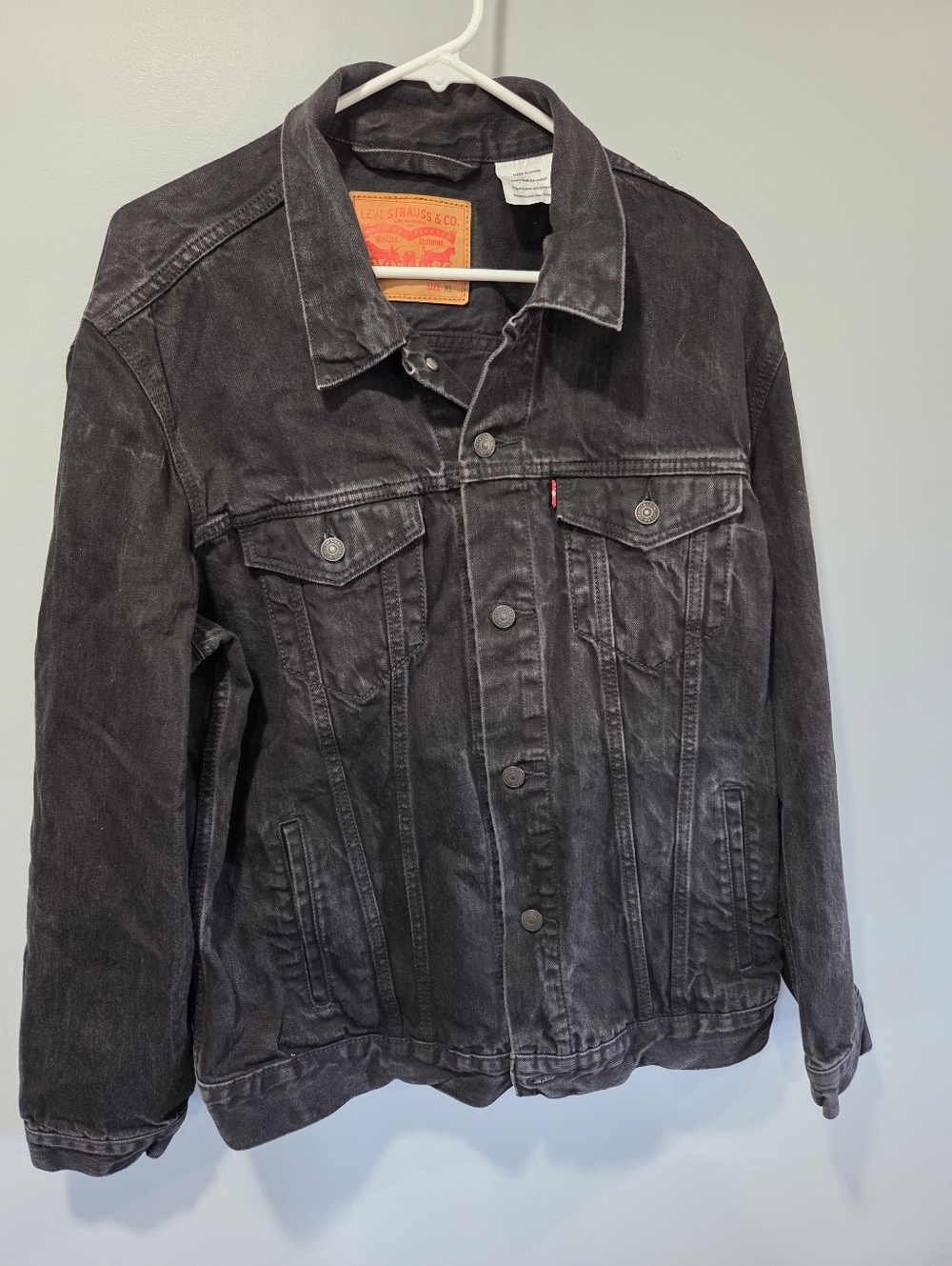 Levi's Strauss & Co Denim Jacket Black Wash Size XL Long Sleeve Button Collared